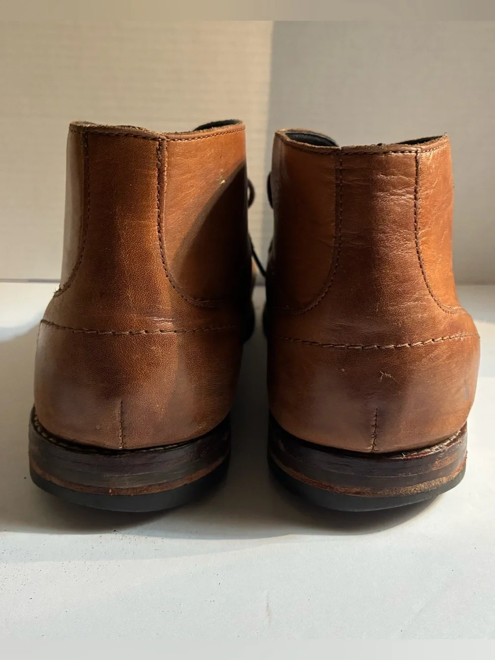 Vintage Men's Brown Leather Chukka Boots - Sleek Lace-Up Comfort Men’s 44 (10)